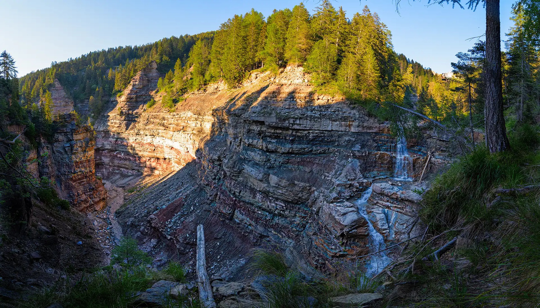 Panoramablick auf die Bletterbachschlucht in Südtirol, Alto Adige, ITALIEN
